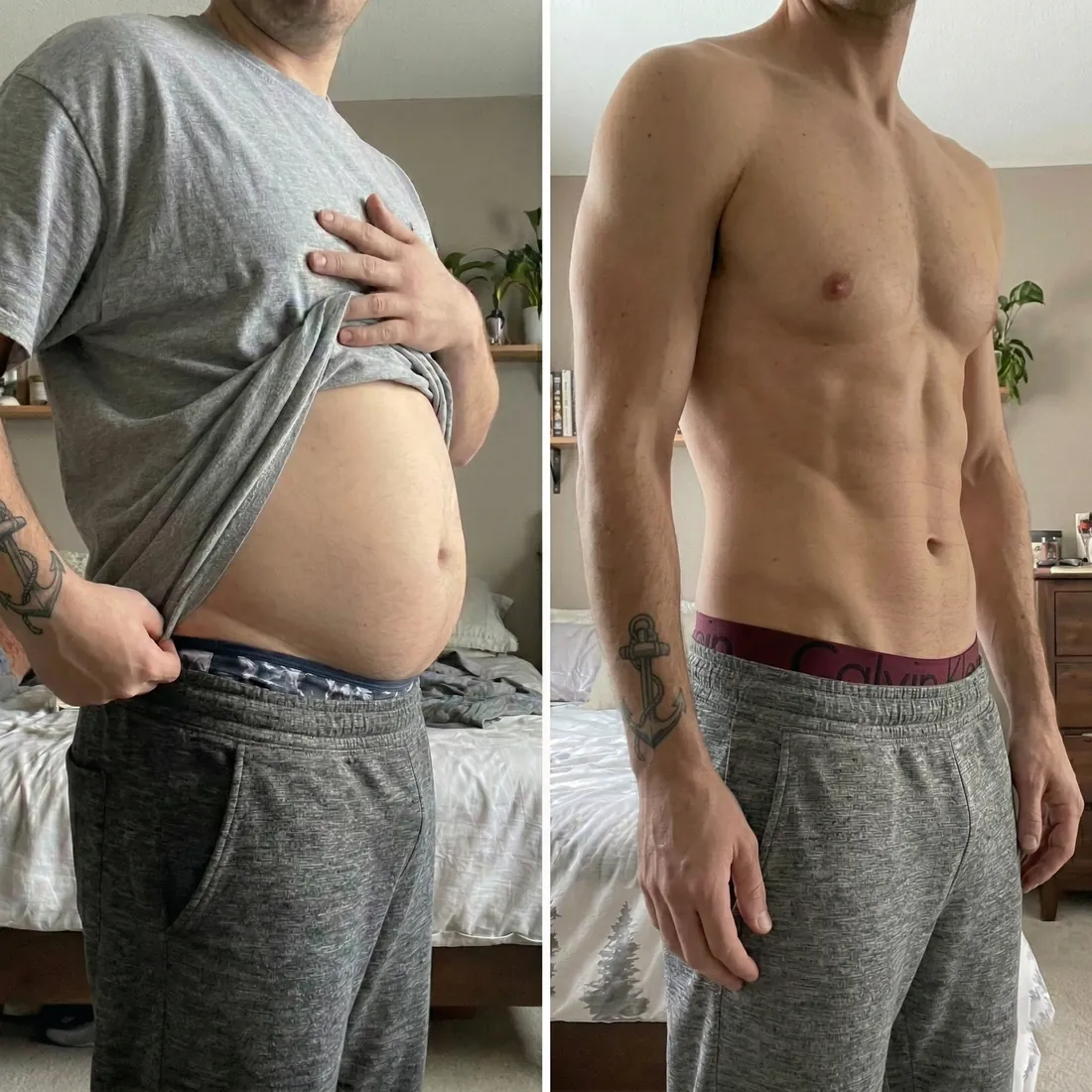 Avant après Cortisol Manager homme, perte de graisse abdominale