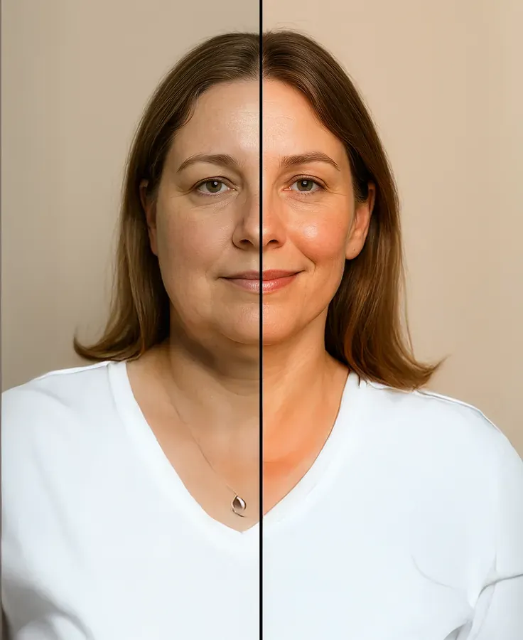 Avant après Enzymes Digestives — visage moins gonflé